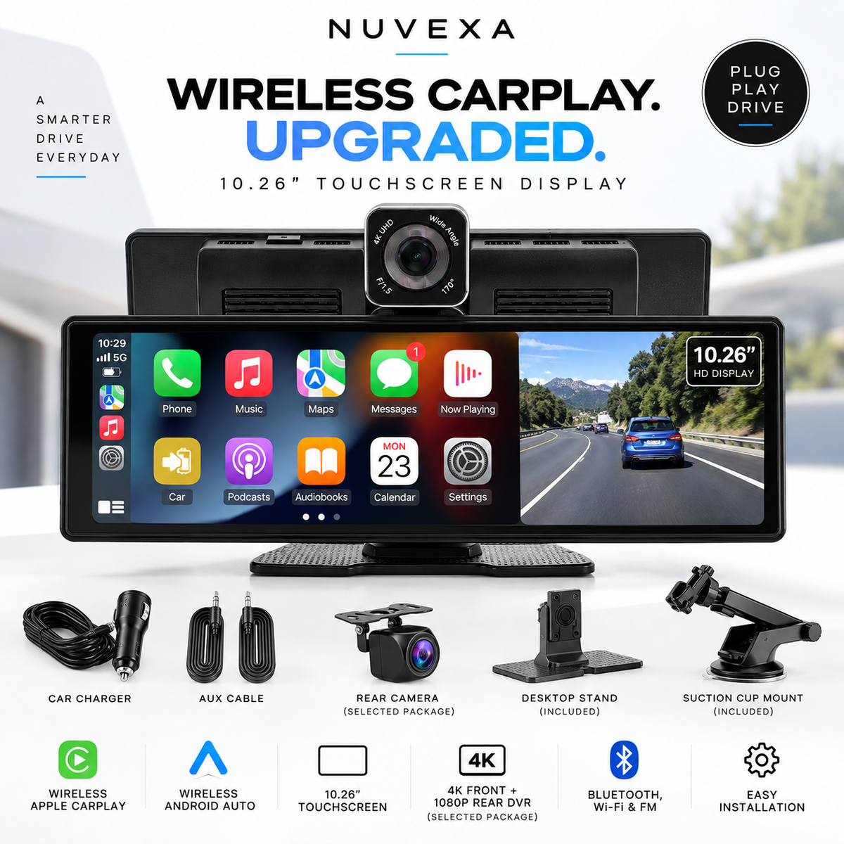 Nuvexa 10.26" Wireless CarPlay Display