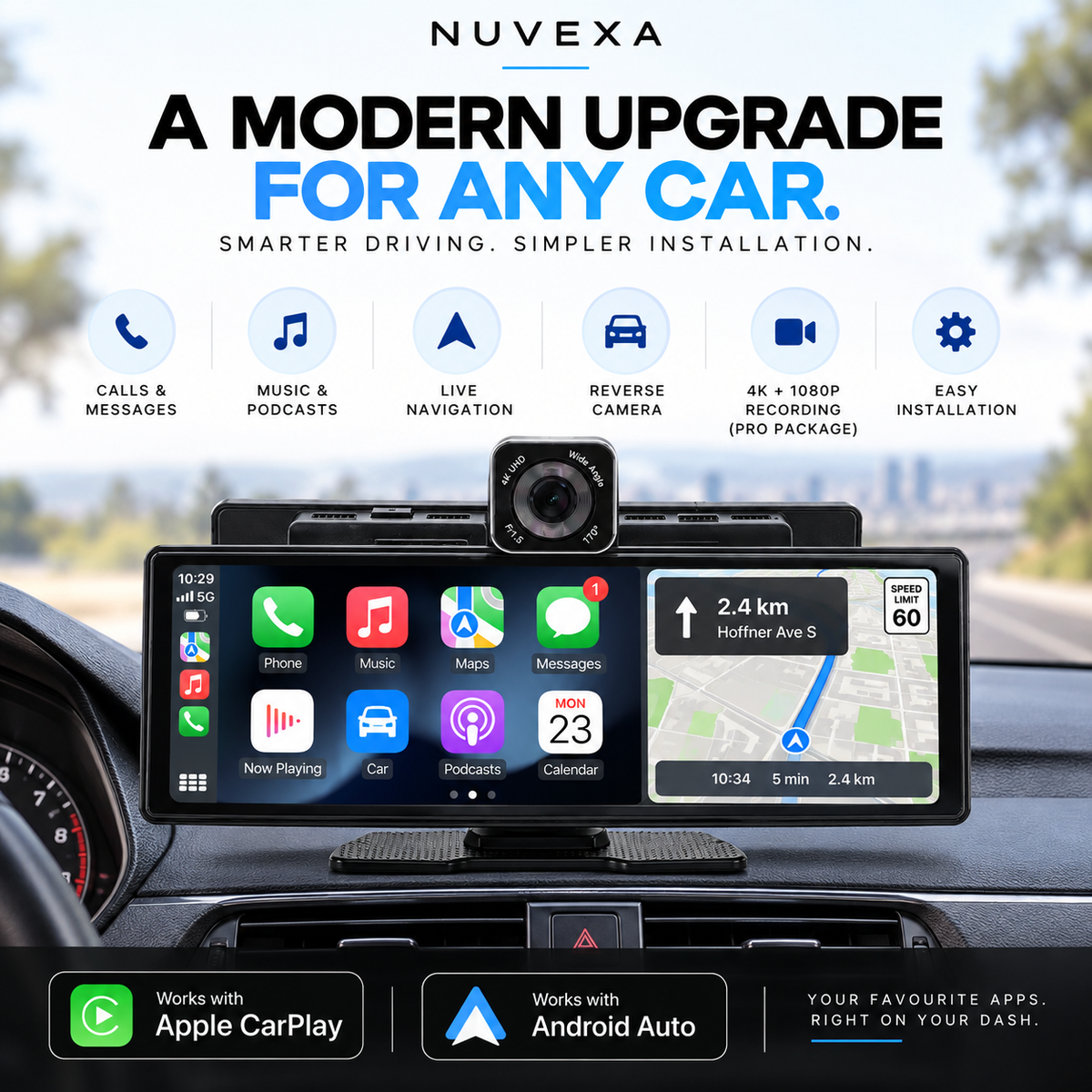 Nuvexa 10.26" Wireless CarPlay Display