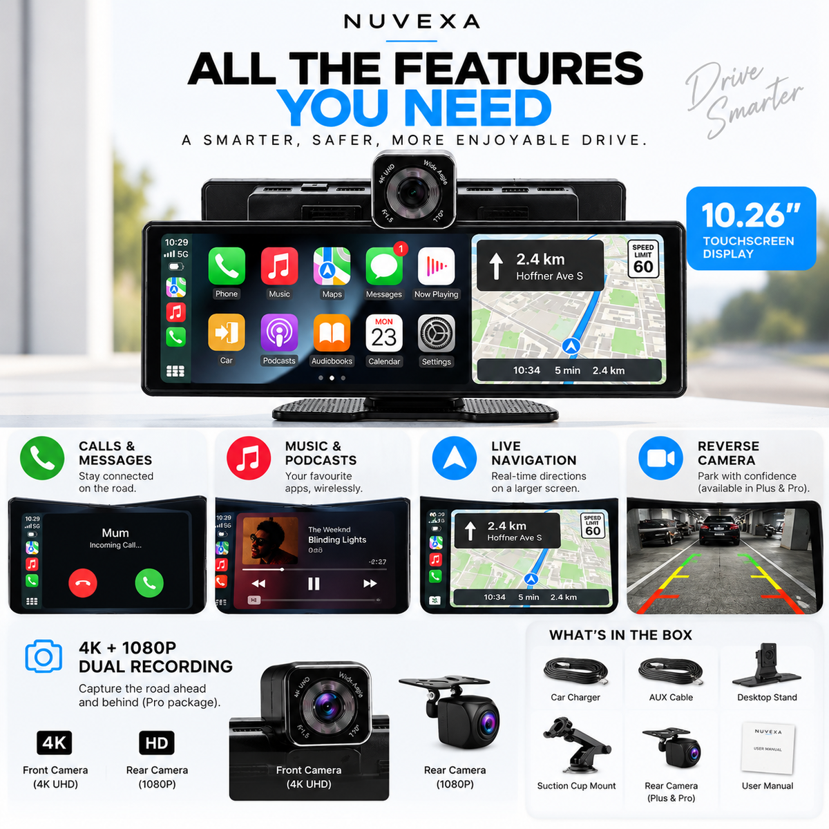 Nuvexa 10.26" Wireless CarPlay Display