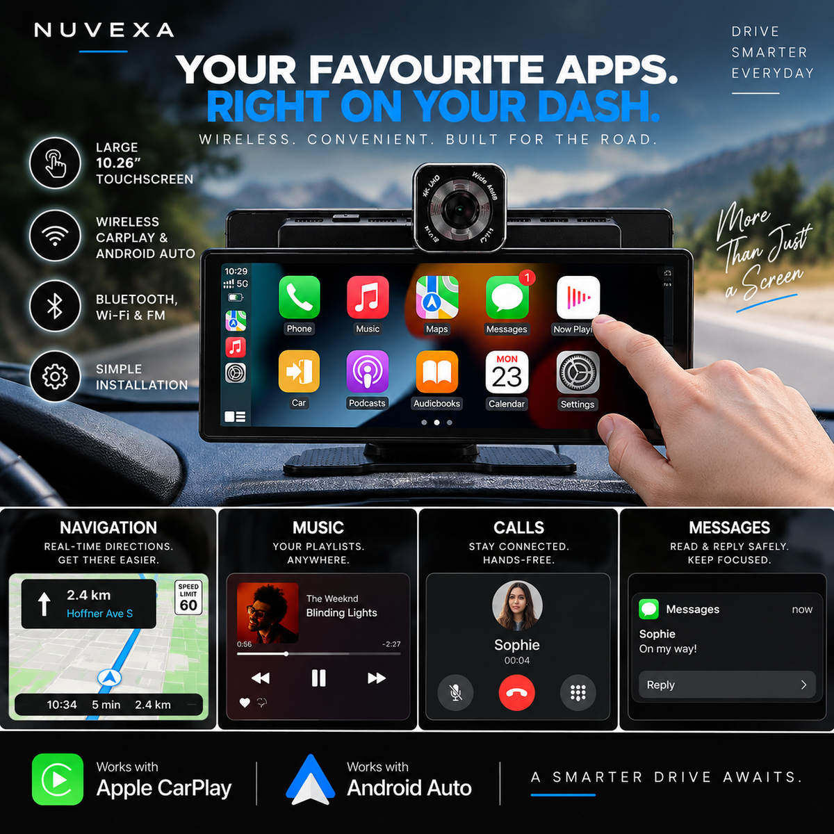 Nuvexa 10.26" Wireless CarPlay Display